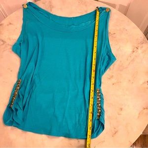 Embellished blue tank top